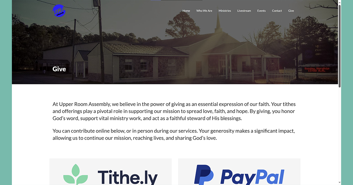 ministries web page